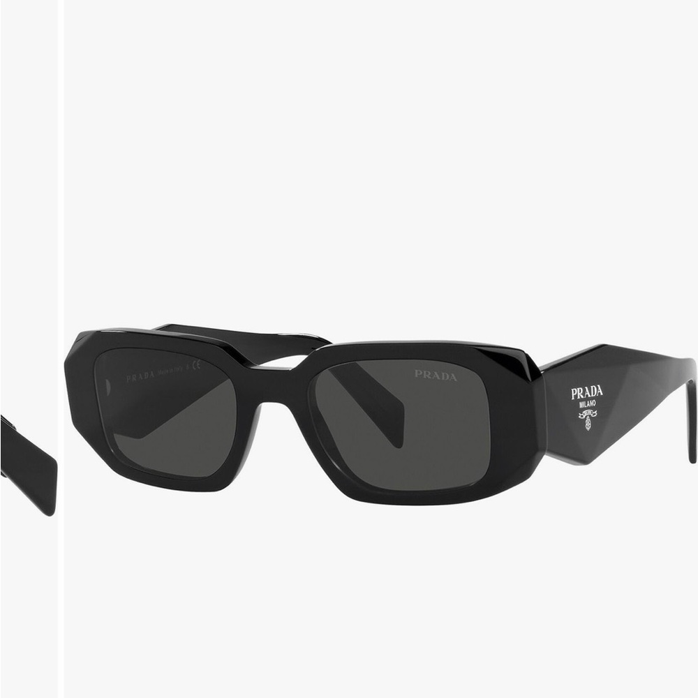 Prada Black Rectangular Thick-Arm Sunglasses